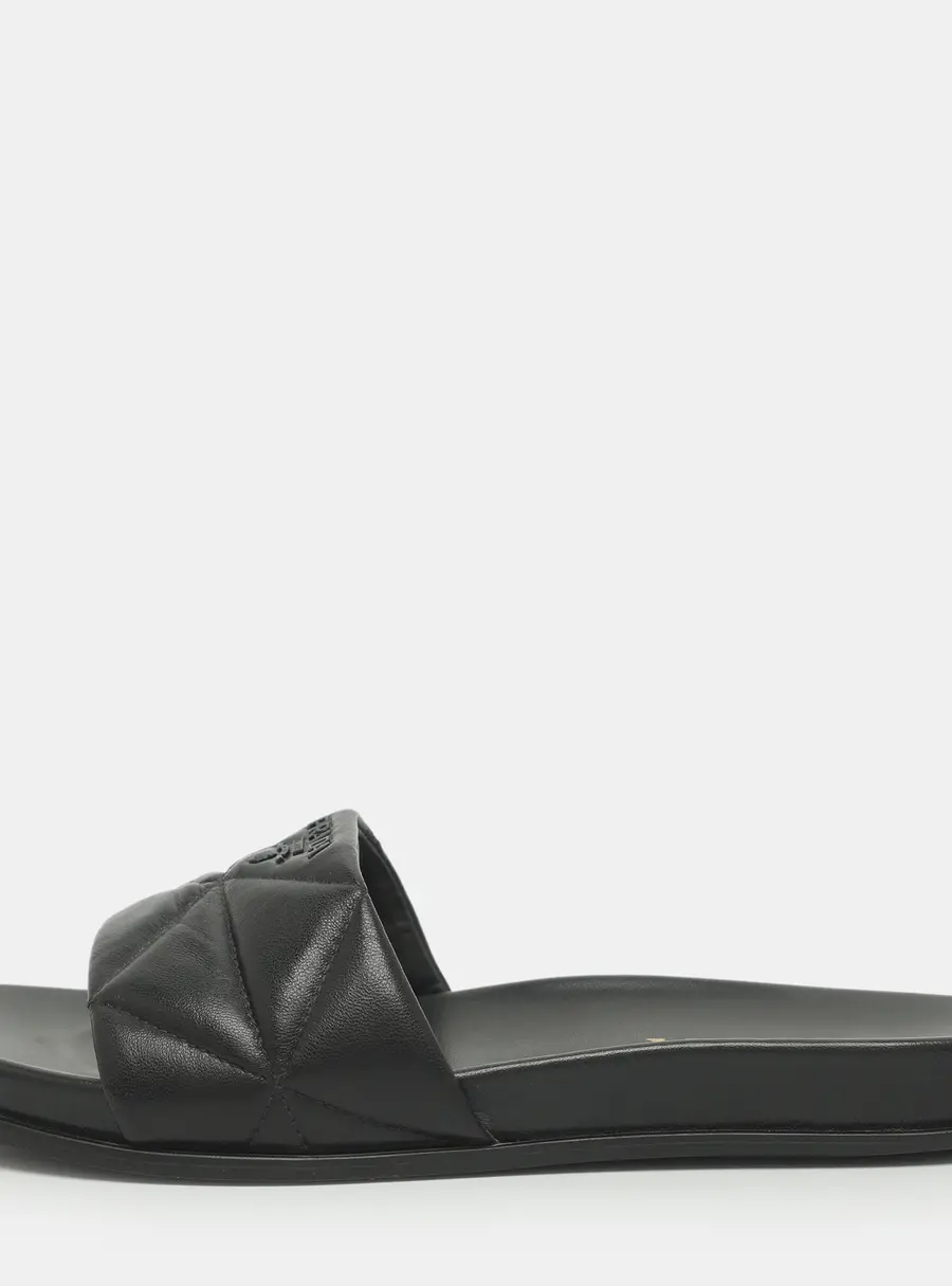 Prada Logo Embellished Size 39 Black Quilted Leather Flats