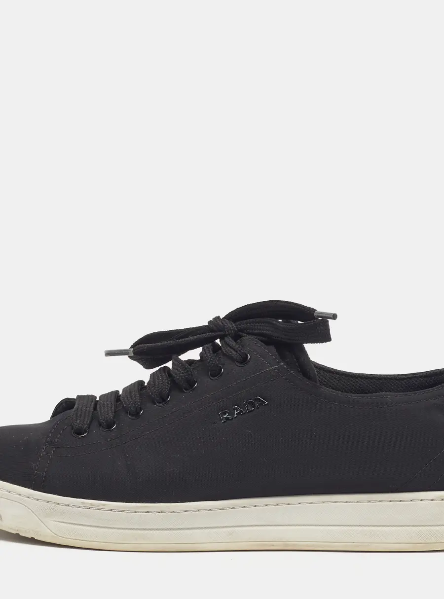 Prada Size 39 Black Nylon Logo Lace Up Sneakers
