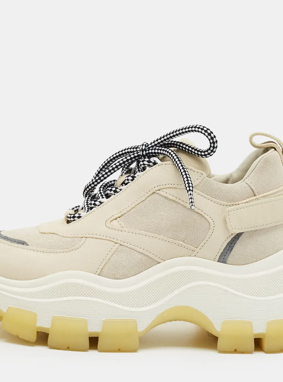Prada Pegasus Chunky Size 36 Cream Leather and Suede Lace Up Sneakers