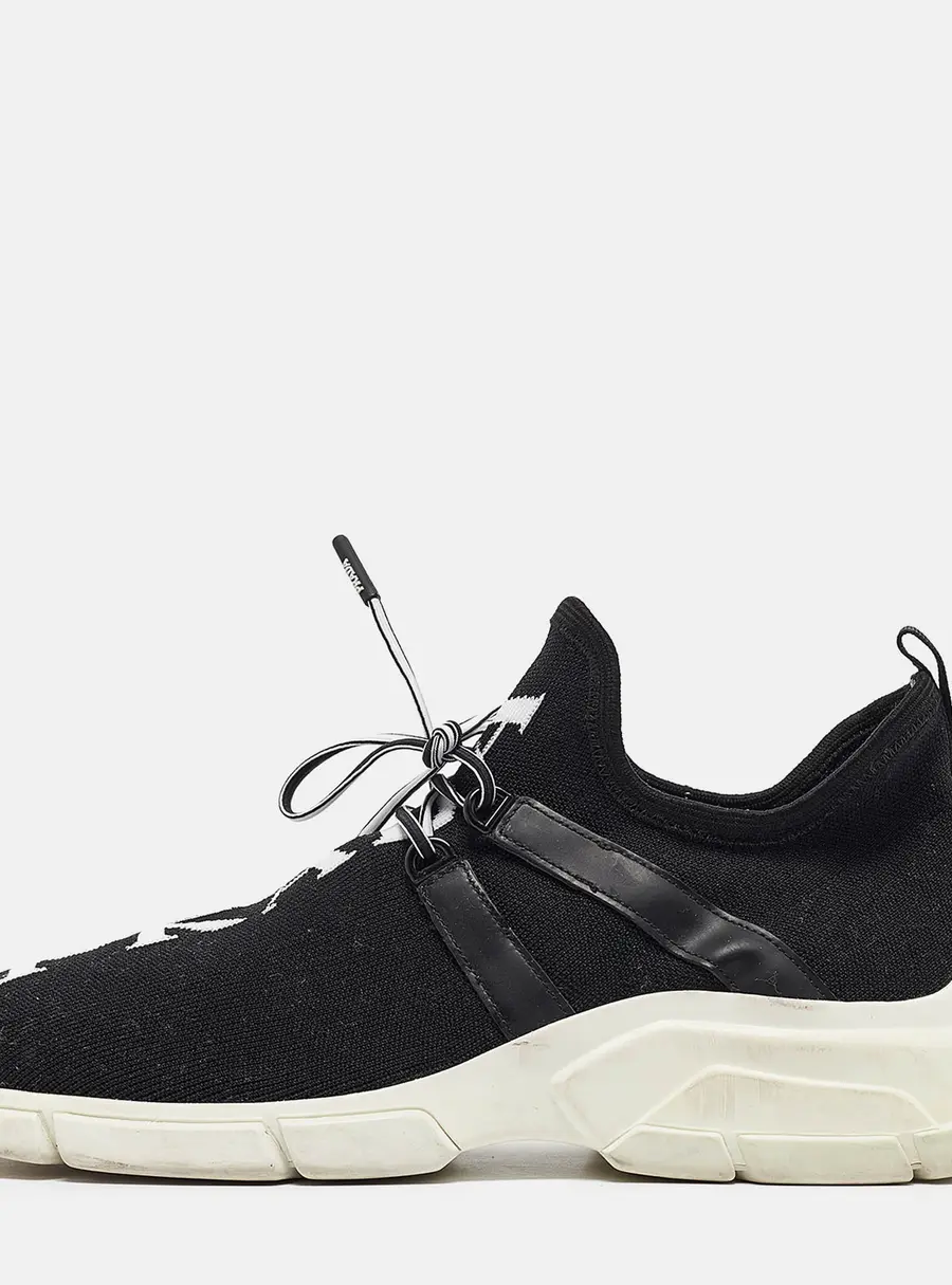 Prada Black Knit Fabric Lace Up Sneakers Size 39.5