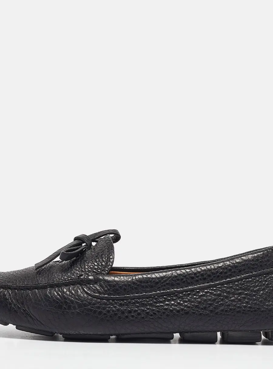 Prada Black Leather Slip On Loafers Size 35