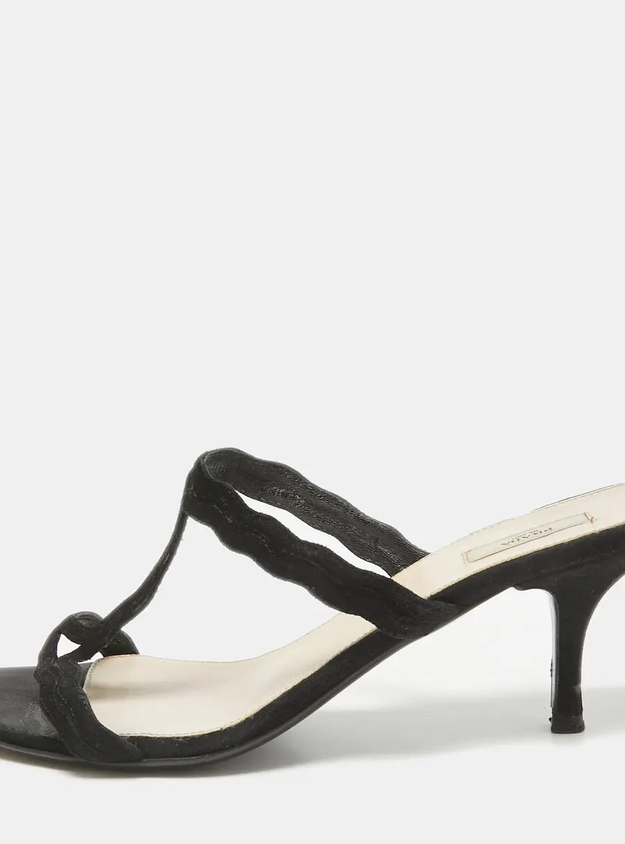 Prada Black Suede Slide Sandals Size 37