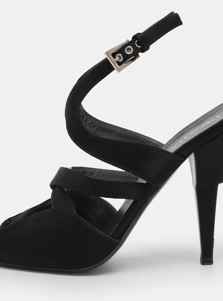 Prada Black Satin Ankle Strap Sandals Size 38