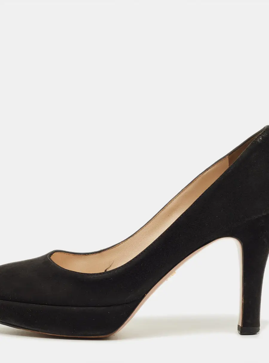 Prada Black Suede Platform Pumps Size 38.5