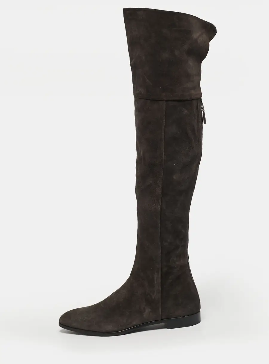 Prada Size 39.5 Brown Suede Knee Length Boots
