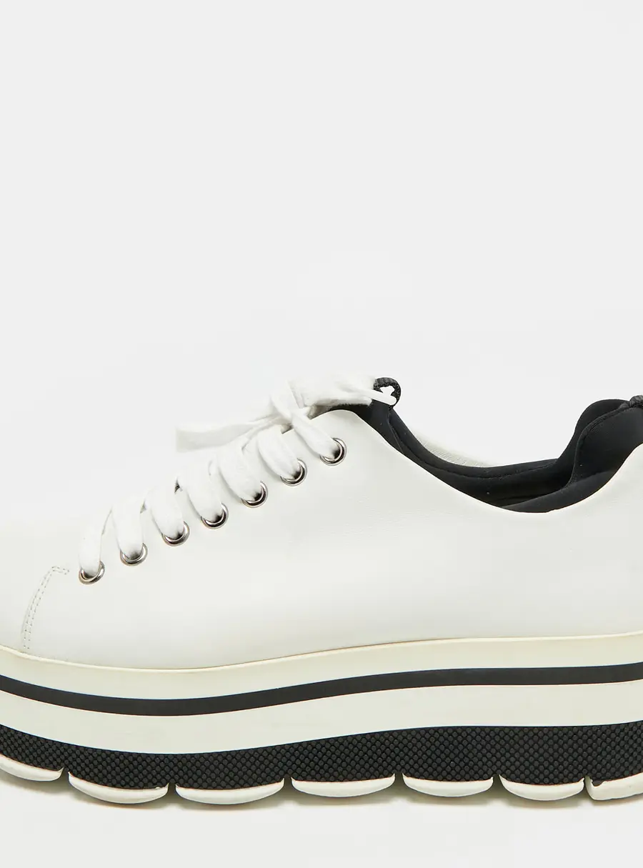 Prada Linea Rossa Size 39 White Leather Platform Sneakers