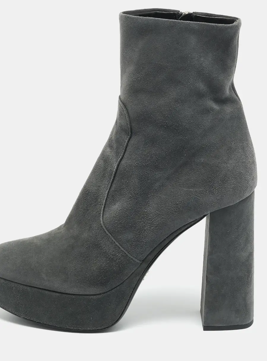 Prada Size 39 Grey Suede Platform Ankle Length Boots