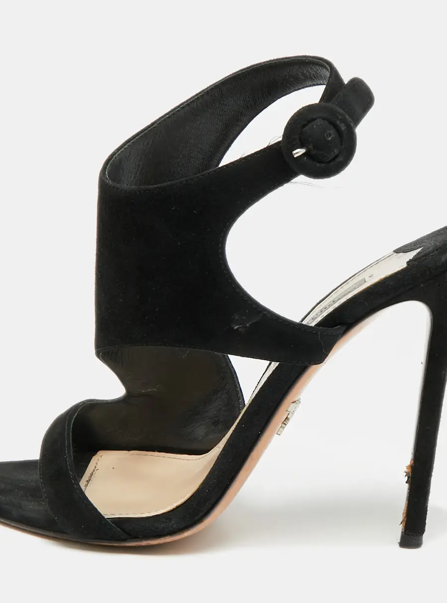 Prada Size 38 Black Suede Ankle Strap Sandals