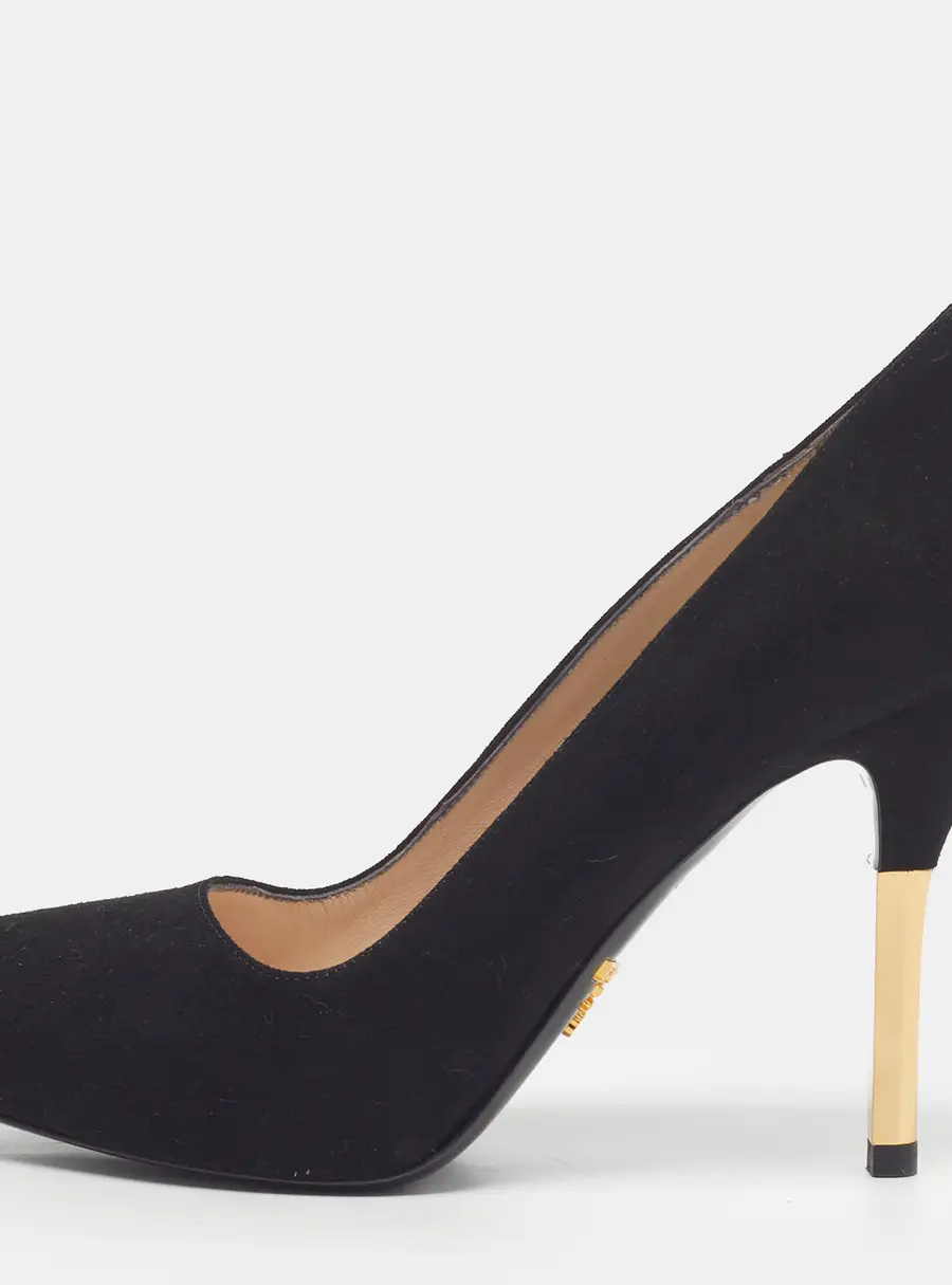 Prada Size 35.5 Black Suede Platform Pumps