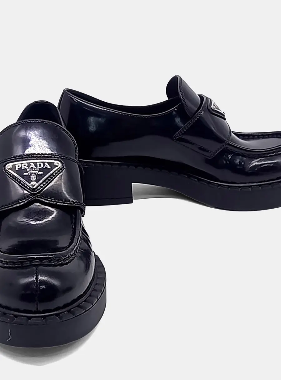 Prada Black Leather Loafers EU 36
