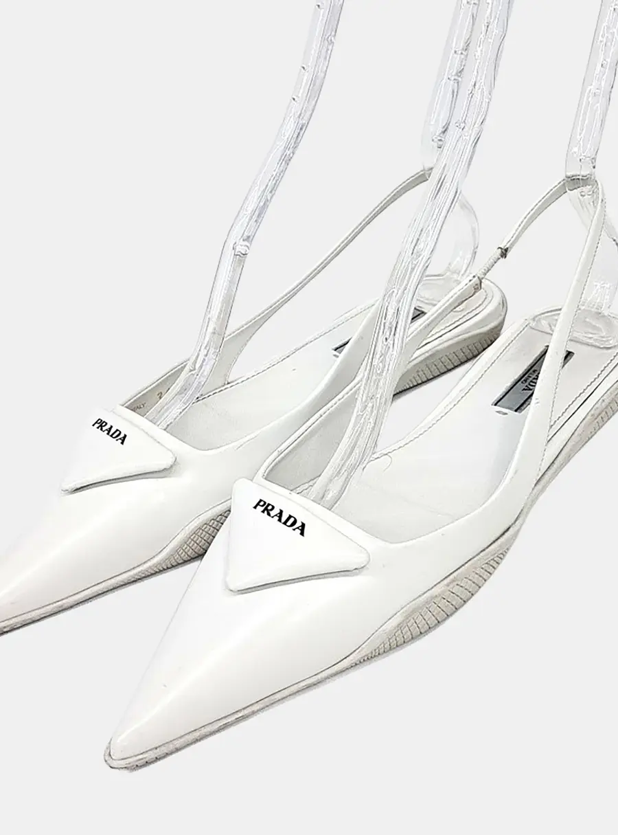 Prada White Leather Slingback EU 36.5