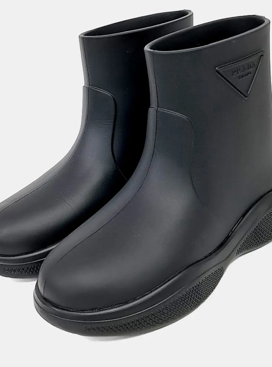 Prada Black Rubber Rain Boots EU 35
