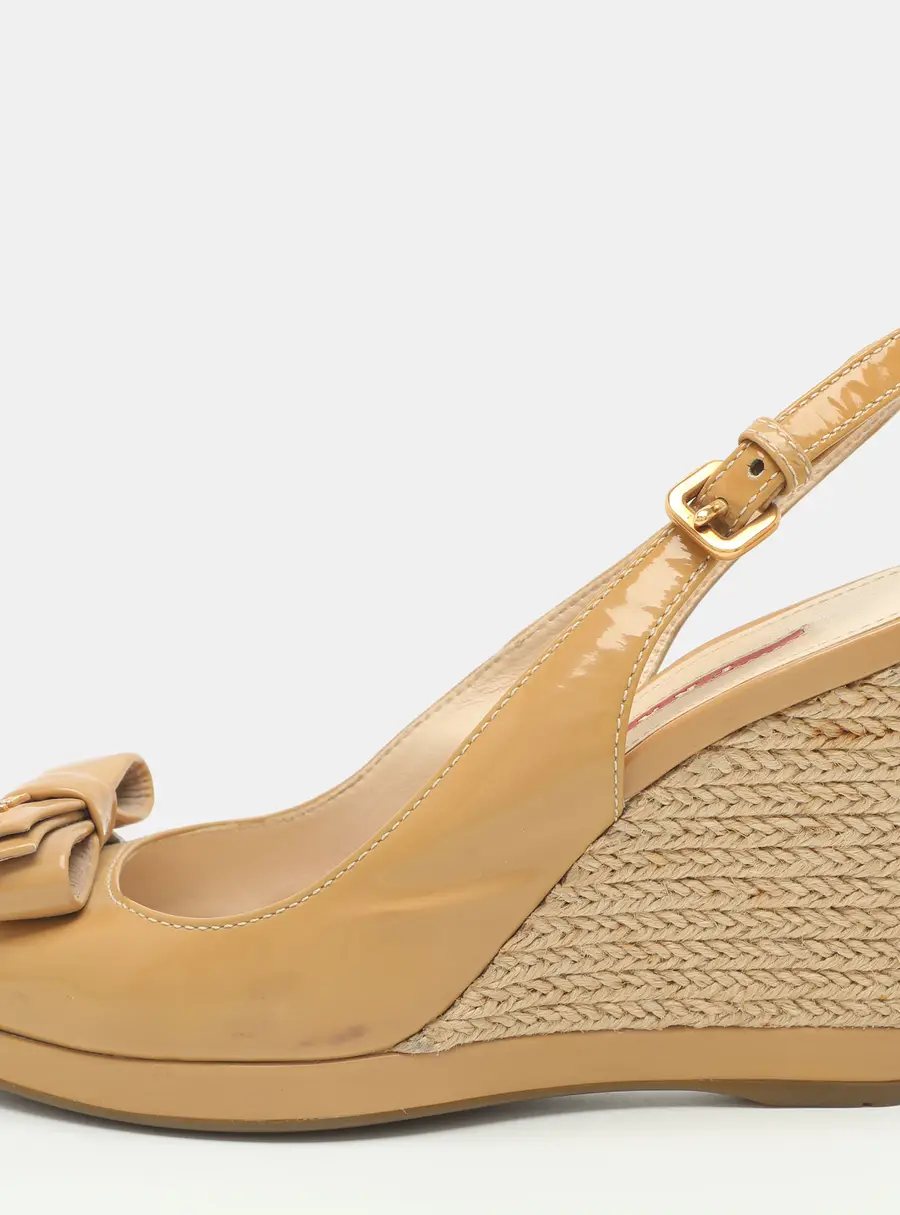 Prada Size 36 Brown Patent Leather Slingback Sandals