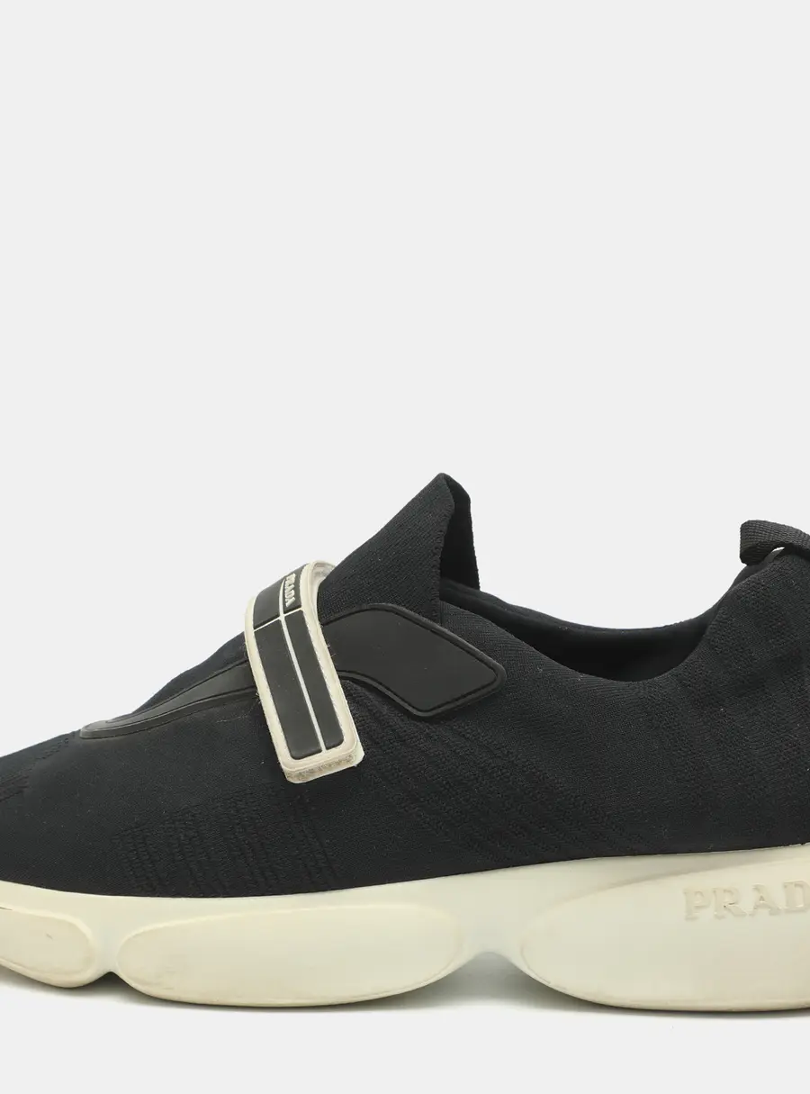 Prada Cloudbust Size 38.5 Black Knit Fabric Slip On Sneakers
