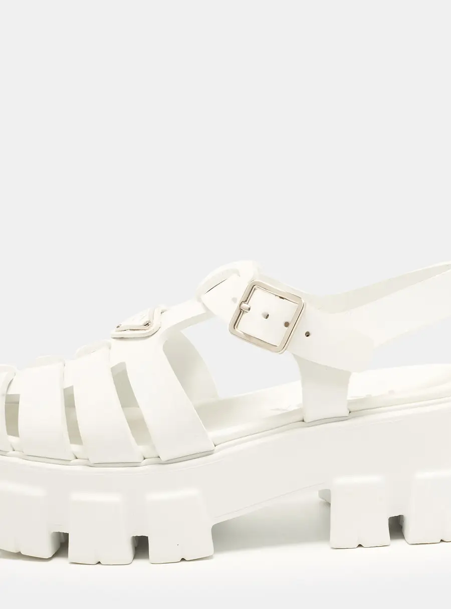 Prada Monolith Size 37 White Rubber Platform Sandals