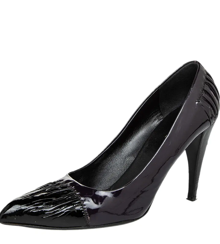 Prada Black/Purple Patent Leather Pointed Toe Pumps Size 39.5