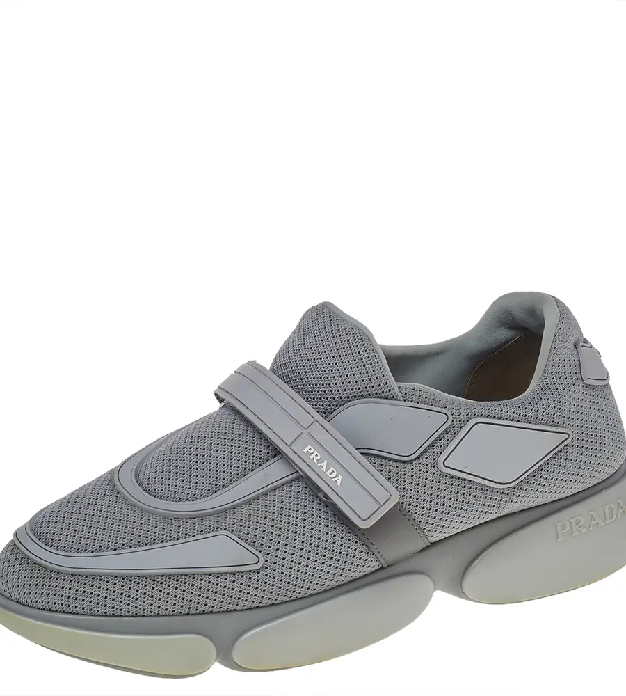 Prada Cloudbust Size 39.5 Grey Leather and Mesh Low Top Sneakers
