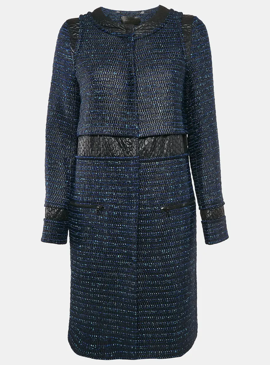 Proenza Schouler Blue/Black Tweed Button Front Long Coat M