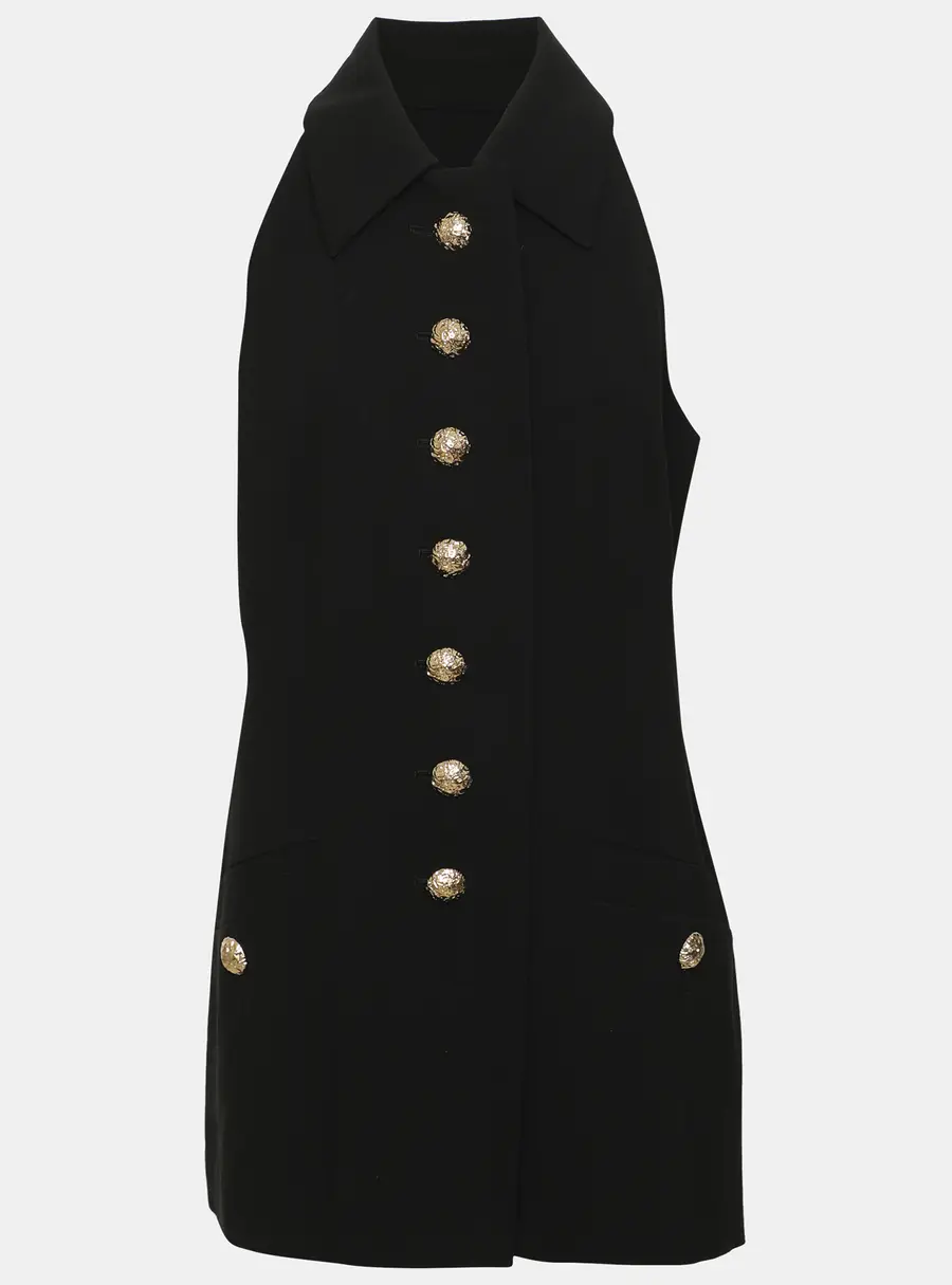 Proenza Schouler Black Gabardine Slim Fit Vest M