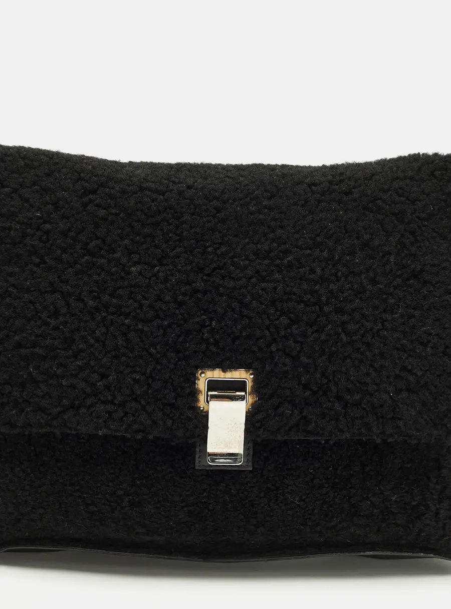 Proenza Schouler Lunch Black Faux Shearling Clutch