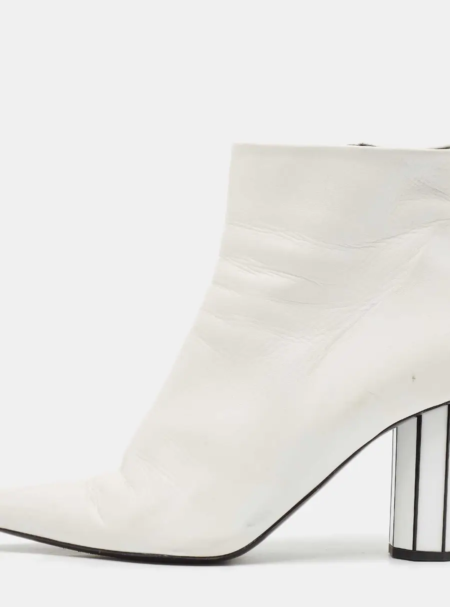 Proenza Schouler White Leather Ankle Length Boots Size 38