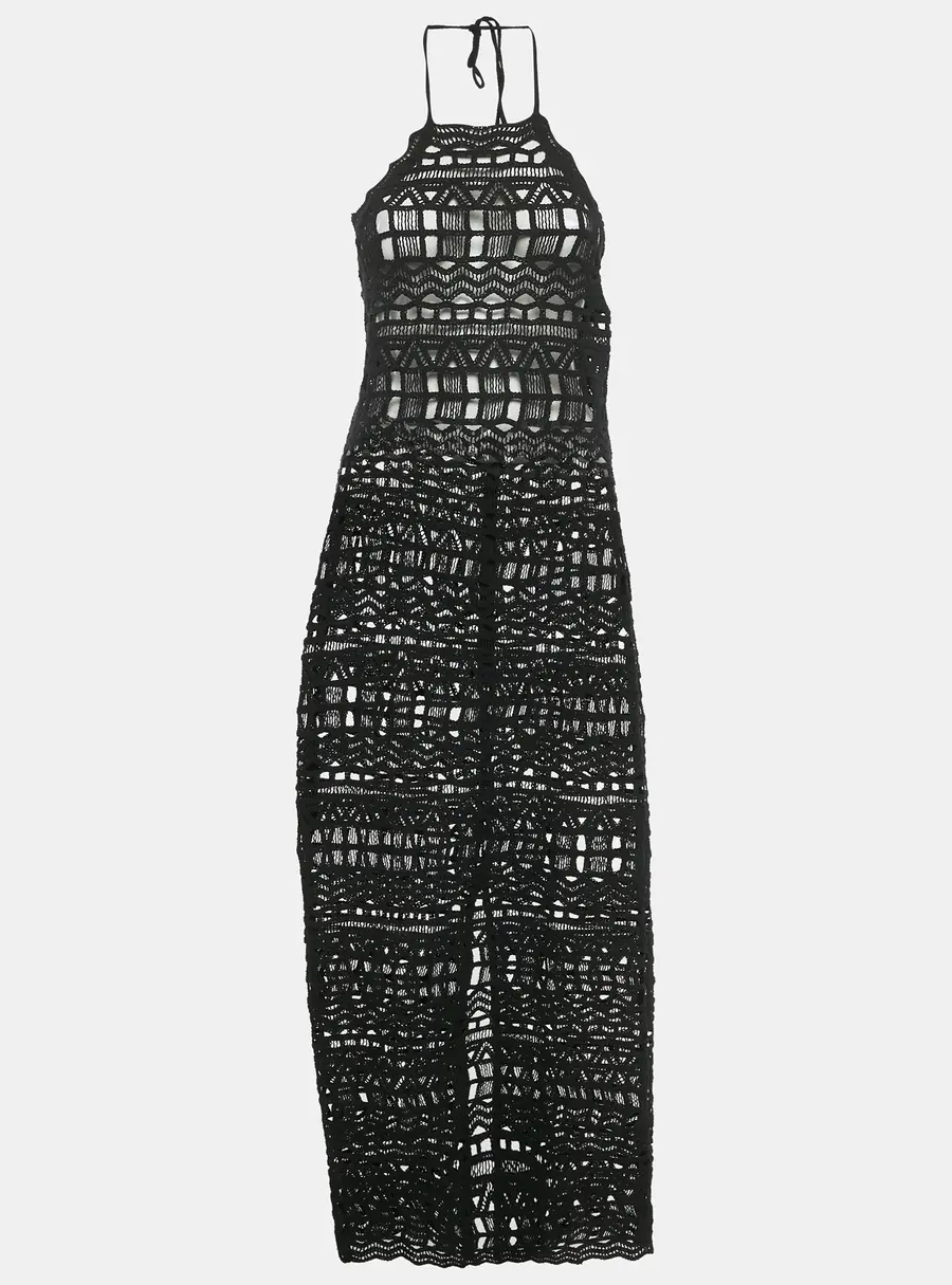 Rumer Black Crochet Halter Neck Ines Cover Up L