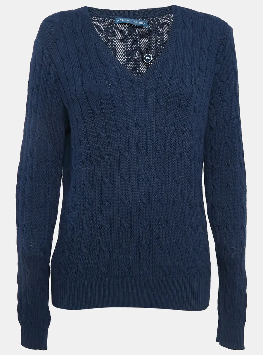 Ralph Lauren Hunter Navy Blue Cable Knit Sweater XL