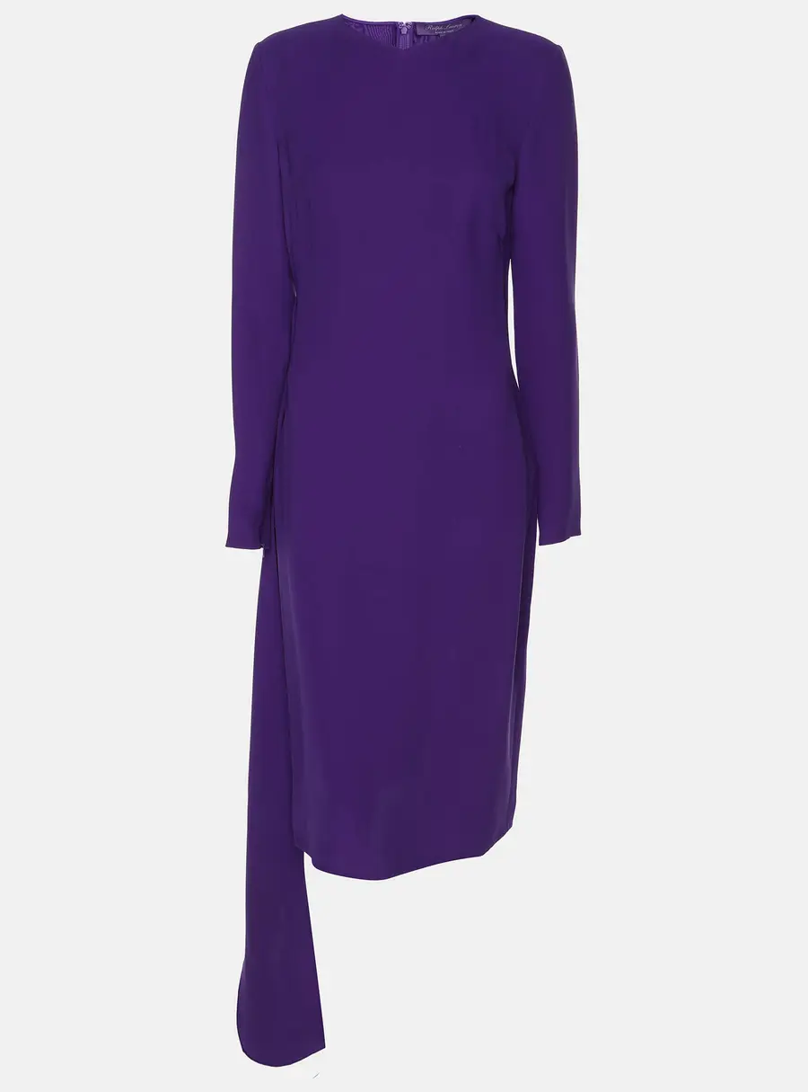 Ralph Lauren Purple Silk Belted Midi Dress M