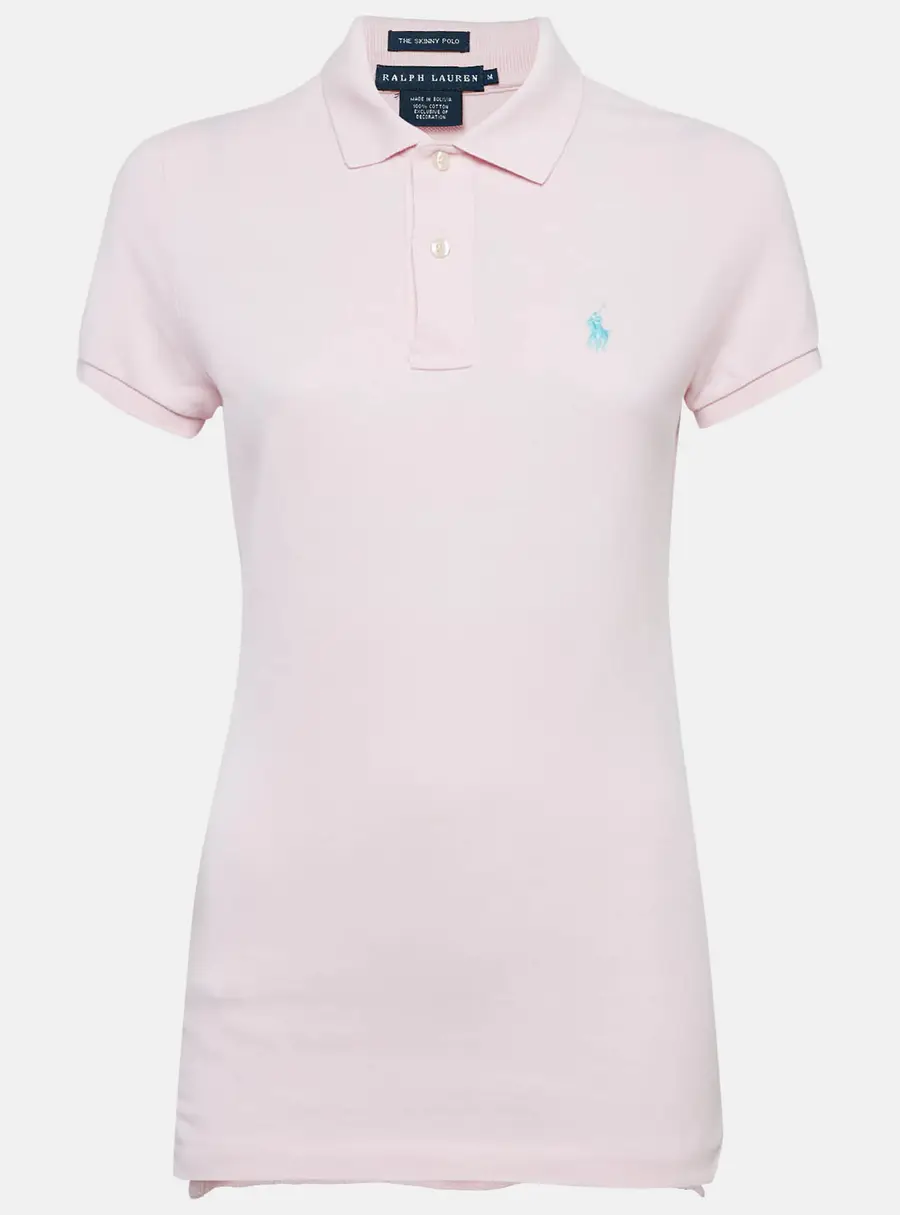 Ralph Lauren Pink Logo Embroidered Cotton Skinny Polo T-Shirt M