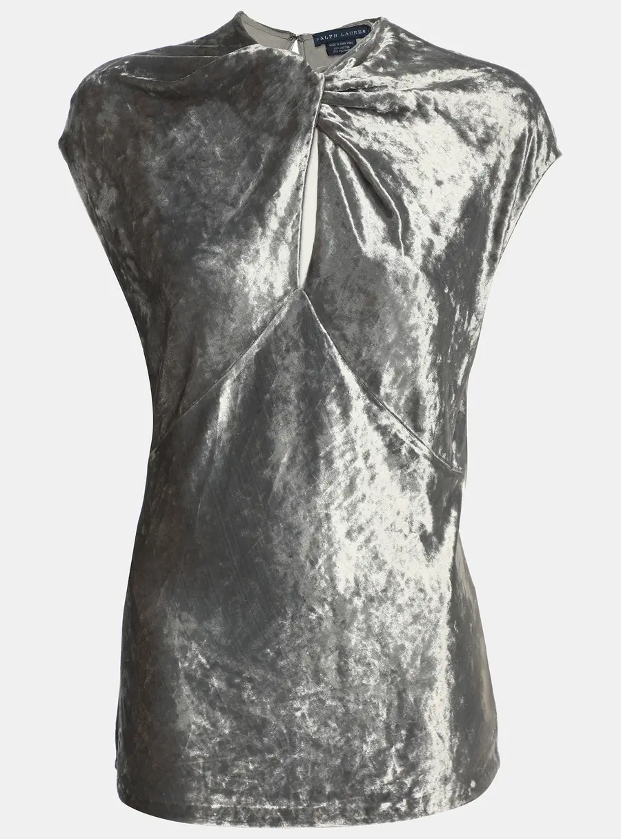 Ralph Lauren Silver Velvet Top S