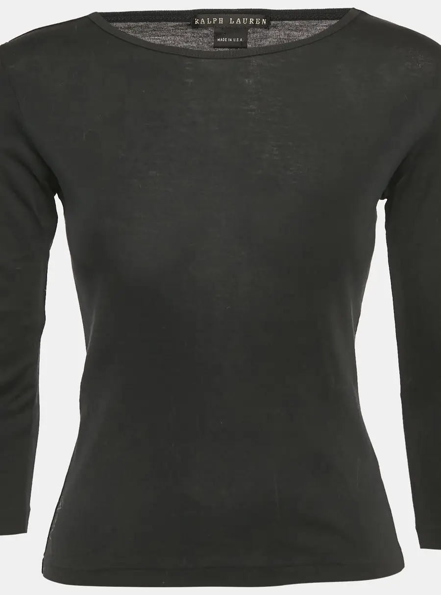 Ralph Lauren Black Cotton Knit Long Sleeve T-Shirt M