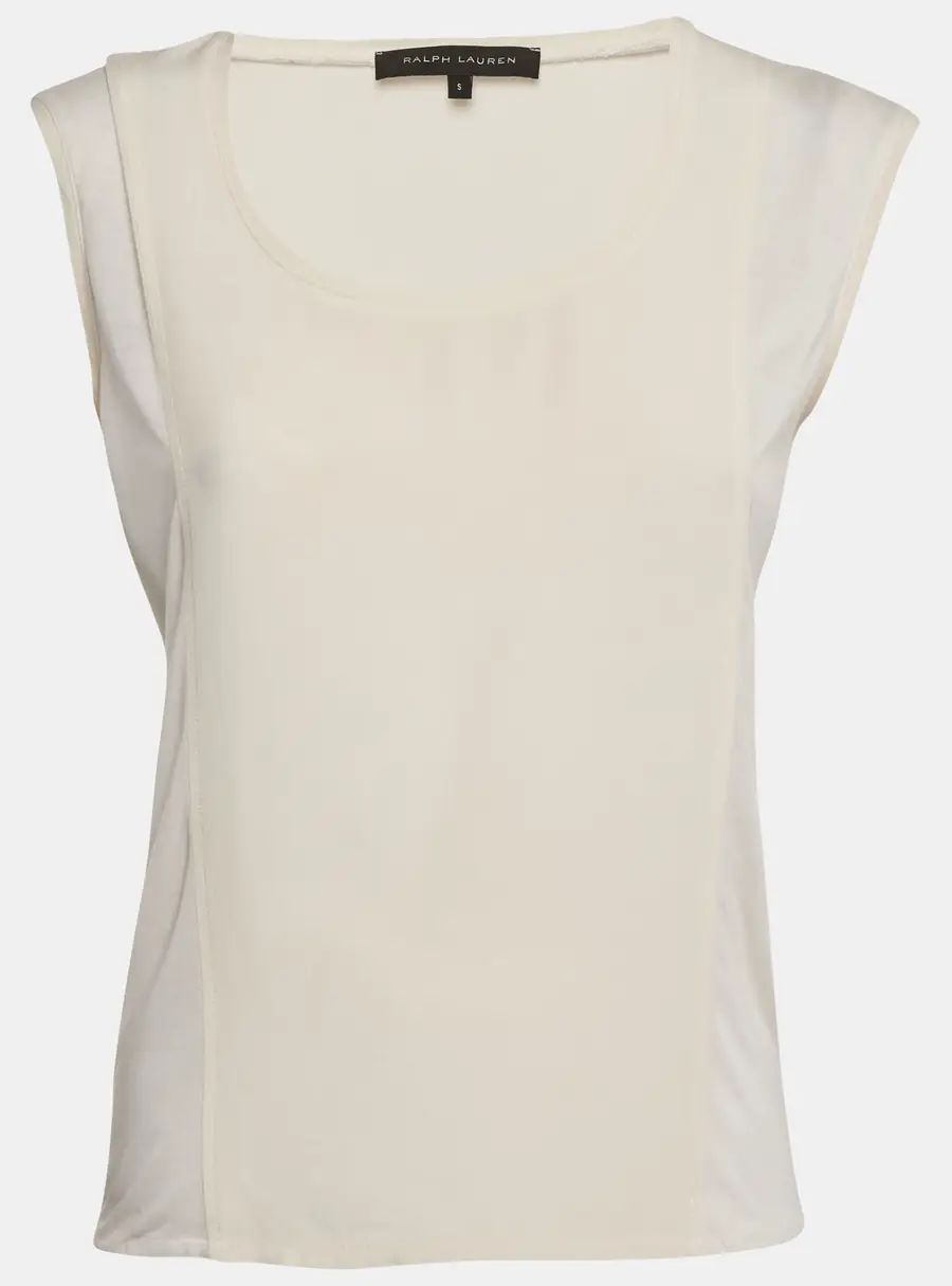 Ralph Lauren White Silk Panel Detail Sleeveless Top S