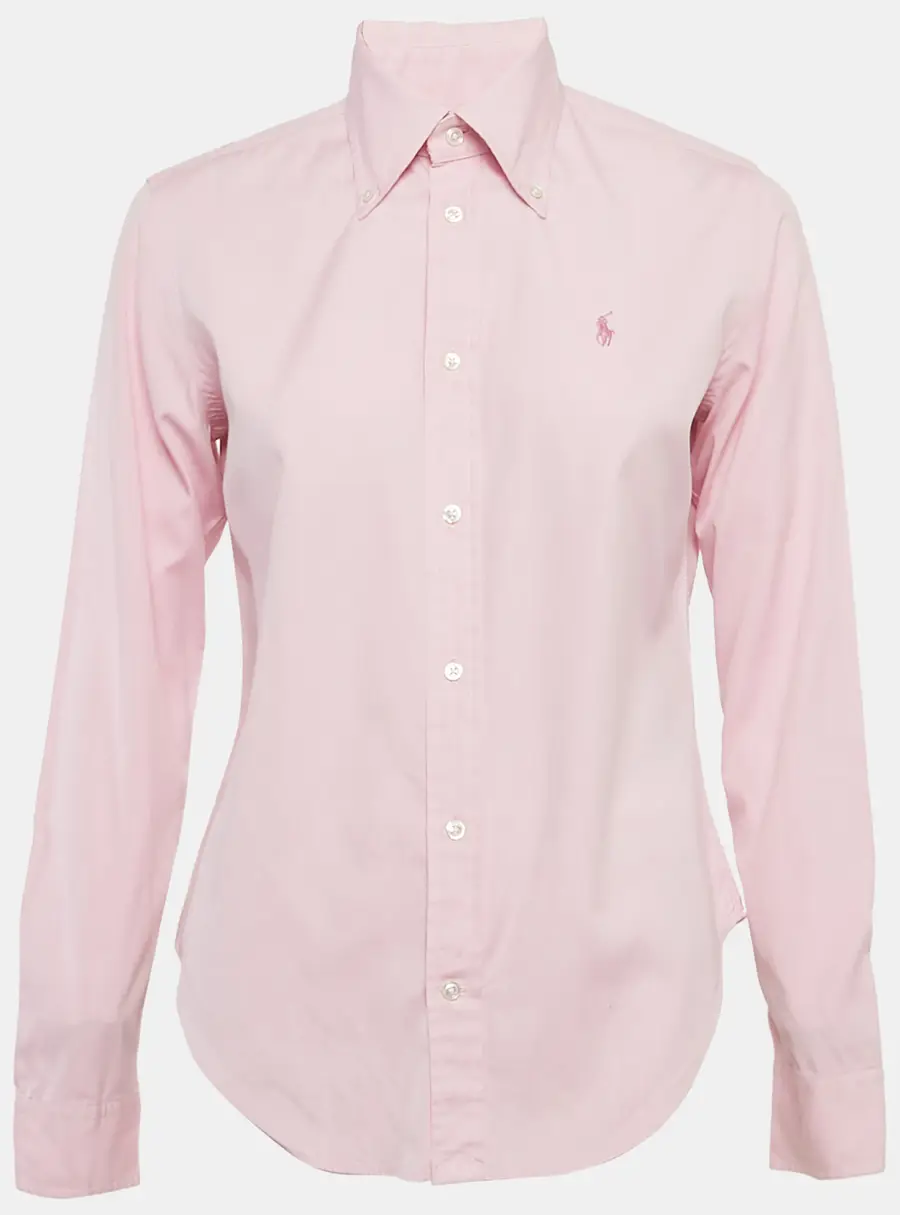 Ralph Lauren Pink Cotton Button Front Super Slim Fit L