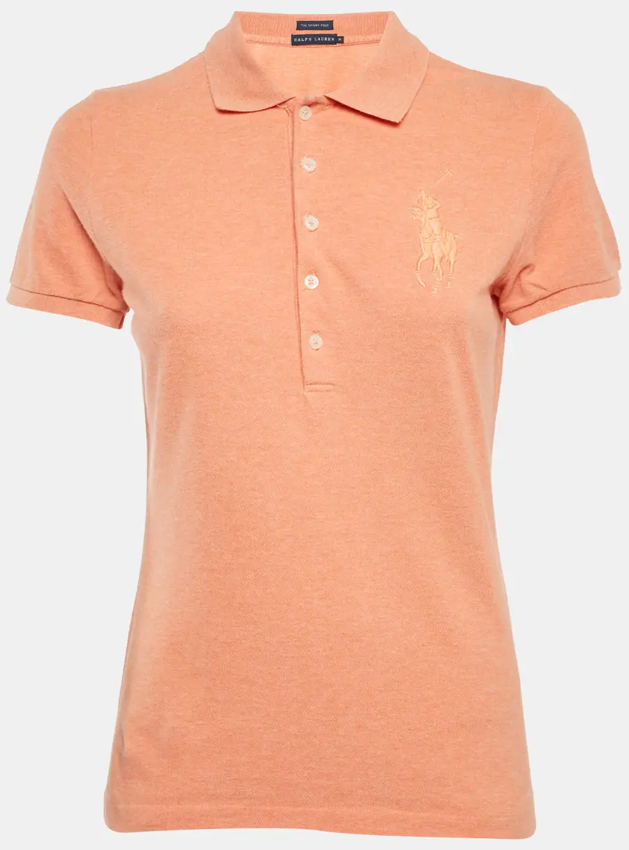 Ralph Lauren Orange Logo Embroidered Cotton Skinny Fit Polo T-Shirt M
