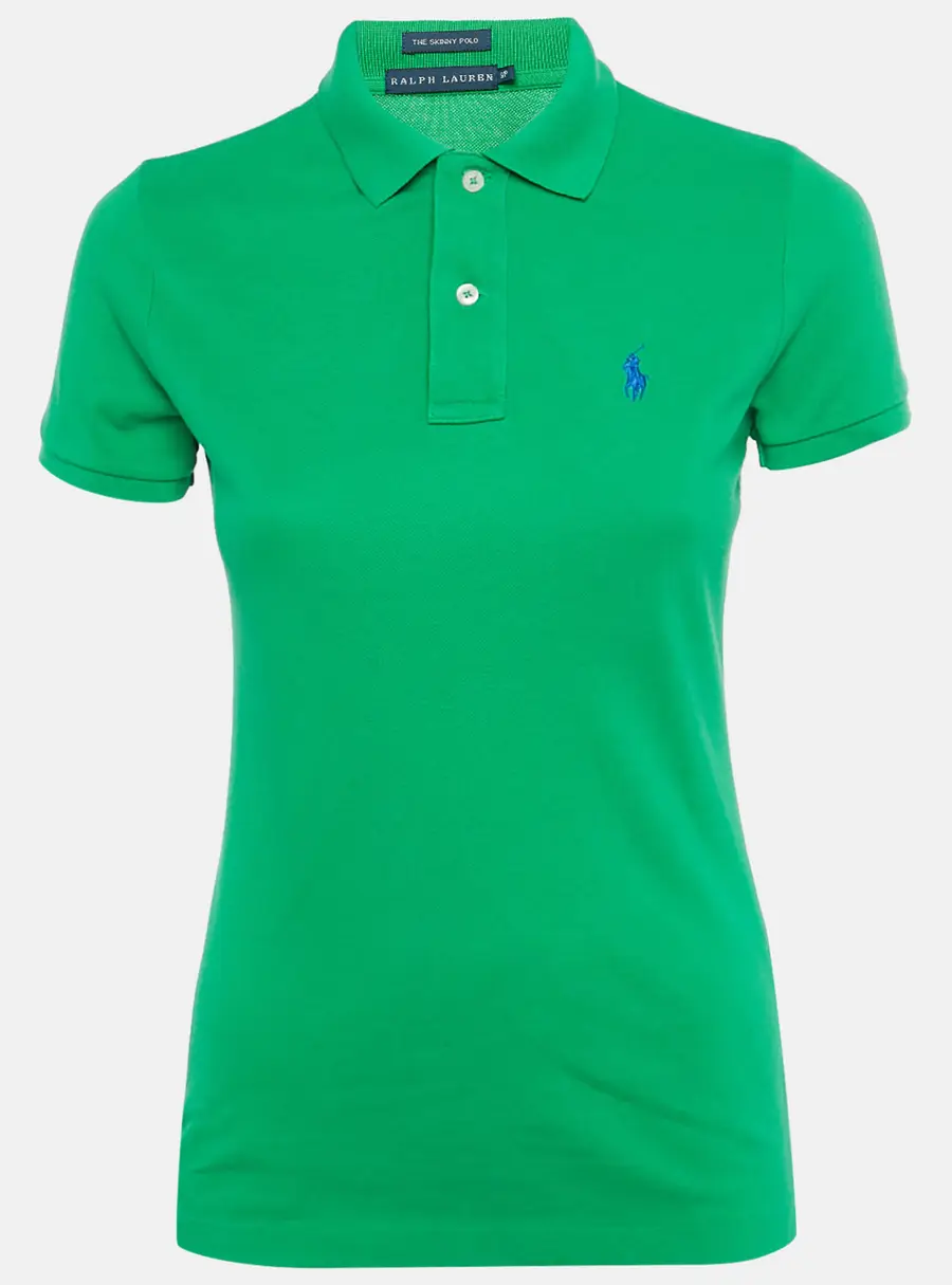 Ralph Lauren Green Logo Embroidered Cotton Skinny Polo T-Shirt S