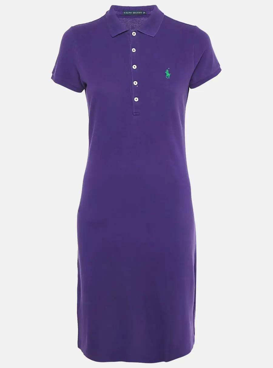 Ralph Lauren Purple Logo Embroidered Cotton Mini Polo T-Shirt Dress S