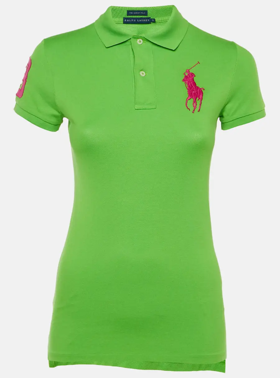 Ralph Lauren Green Logo Cotton The Skinny Polo T-Shirt S