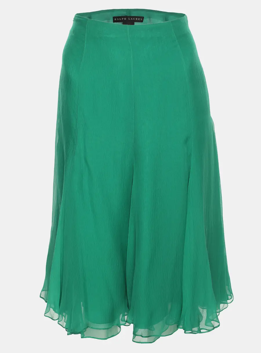 Ralph Lauren Green Chiffon Fishtail Midi Skirt S