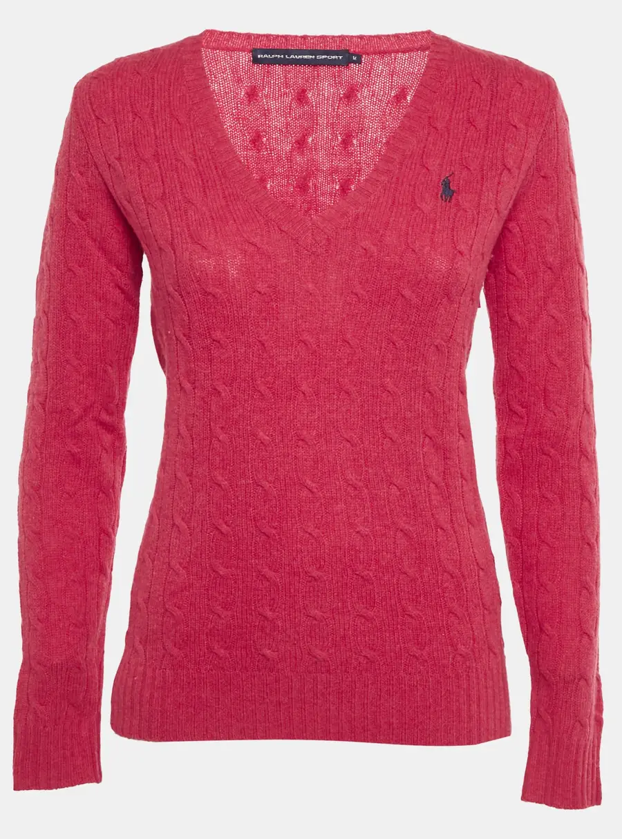 Ralph Lauren Sports Red Wool Cable Knit Sweater M