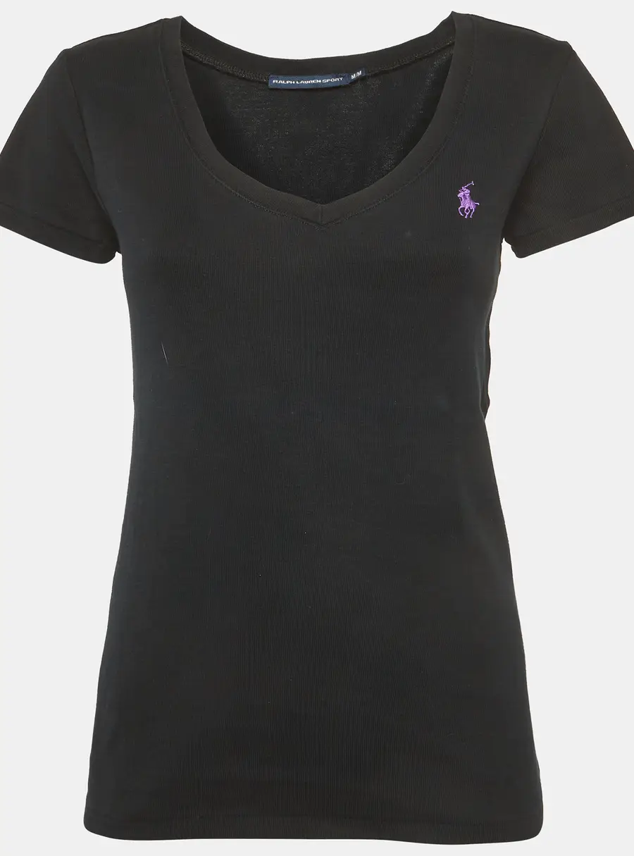 Ralph Lauren Sport Black Jersey V-Neck Top M