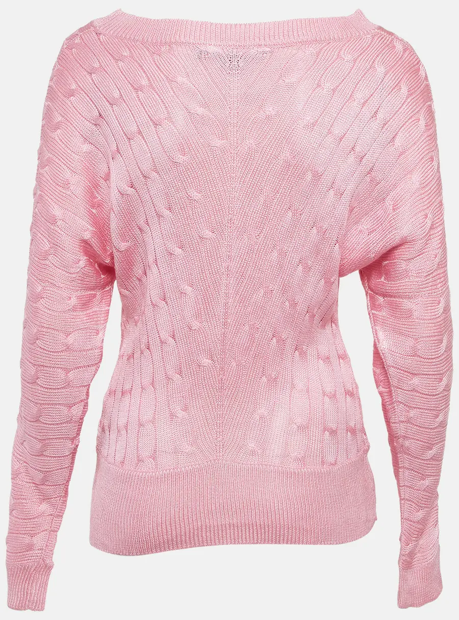 Ralph Lauren Pink Cable Knit Long Sleeve Sweater M