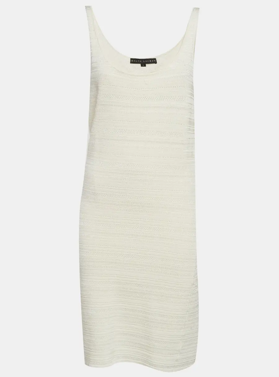 Ralph Lauren White Pointelle Knit Mini Dress L
