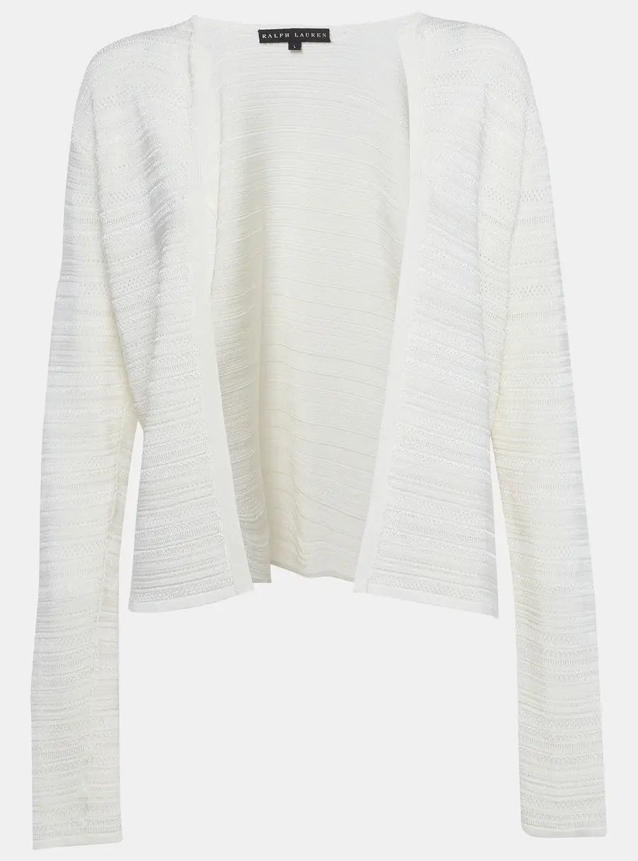 Ralph Lauren Off White Knitted Open Front Cardigan L