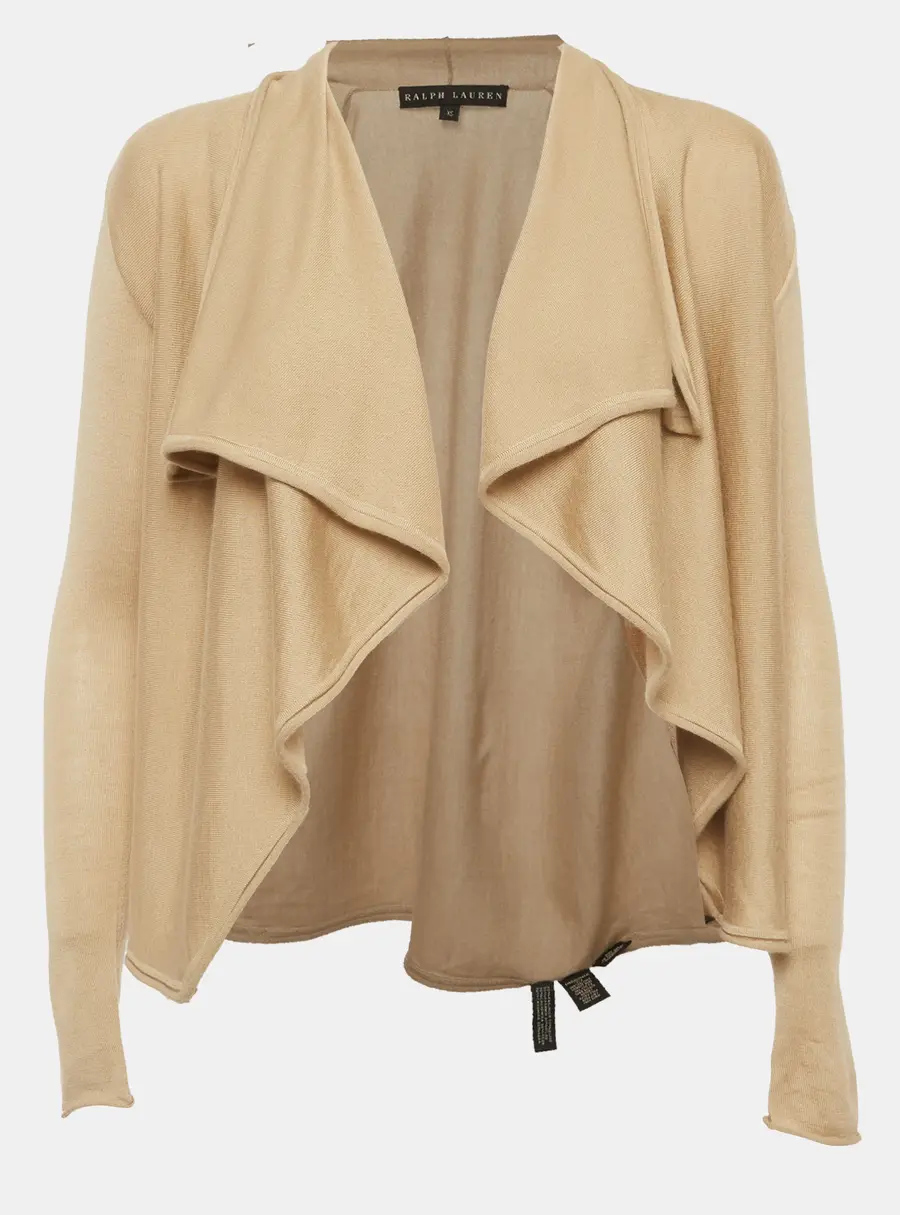 Ralph Lauren Beige Cashmere Blend Open Front Cardigan XS