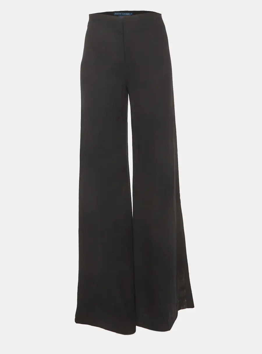 Ralph Lauren Black Crepe Wide Leg Trousers S