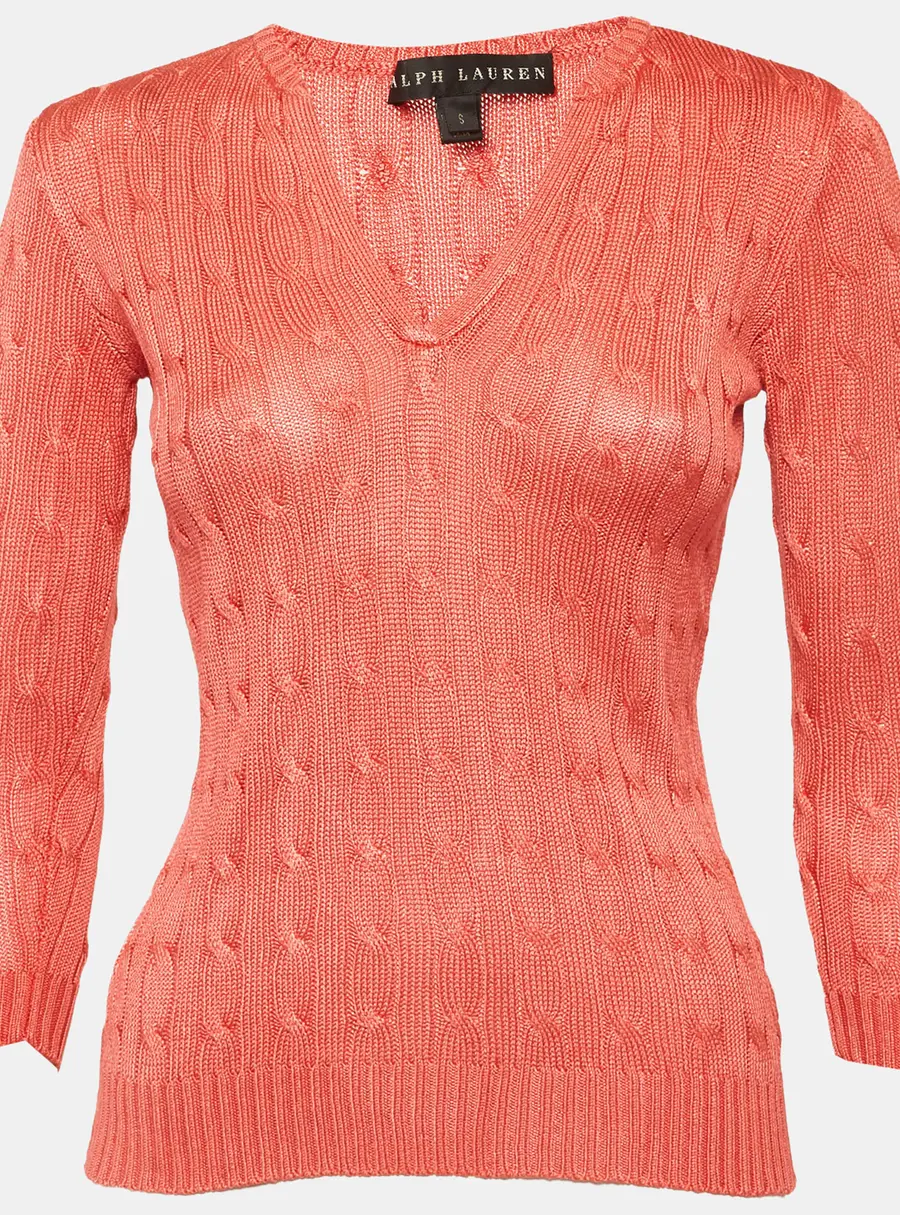 Ralph Lauren Coral Pink Silk Knit Sweater Top S