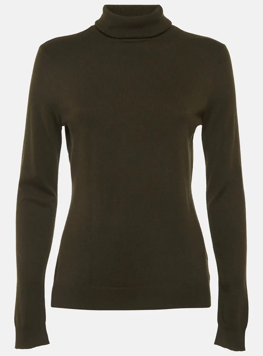 Ralph Lauren Olive Green Cashmere Knit Turtle Neck Sweater L