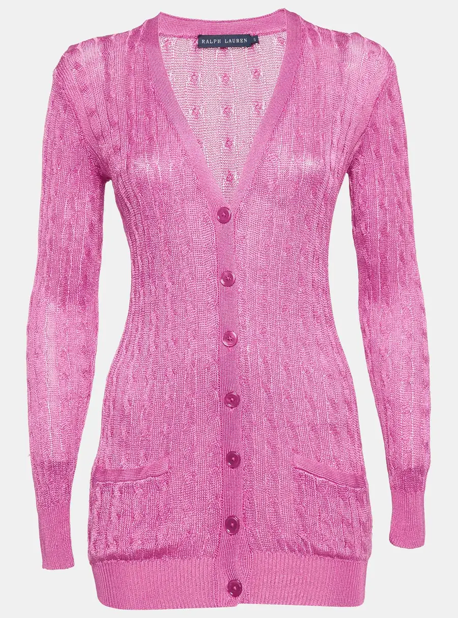 Ralph Lauren Pink Cable Knit Cardigan S