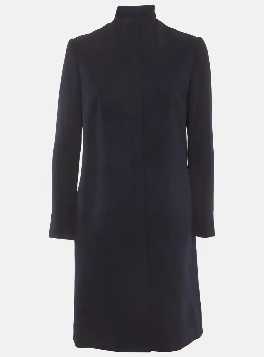Ralph Lauren Navy Blue Wool Blend Single Breasted Coat S