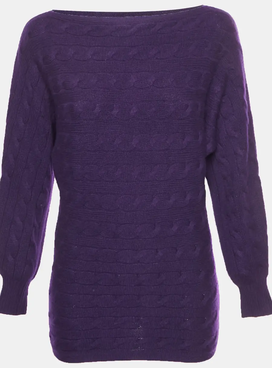 Ralph Lauren Purple Cable Knit Dolman Sleeve Sweater XS